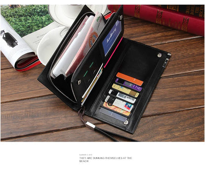 Baellerry Men’s Long Wallet – Large Capacity Zipper Clutch with Card Holder & Coin Pocket, Luxury Handbag Purse