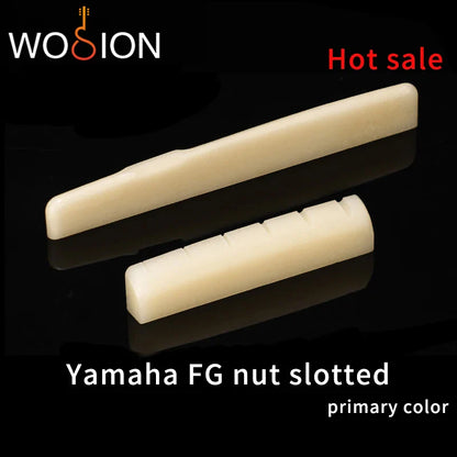 Wosion Bovine Bone Guitar Nut Set - Slotted Upper and Lower Nuts for Acoustic and Classical Guitars, Available in Various Sizes
