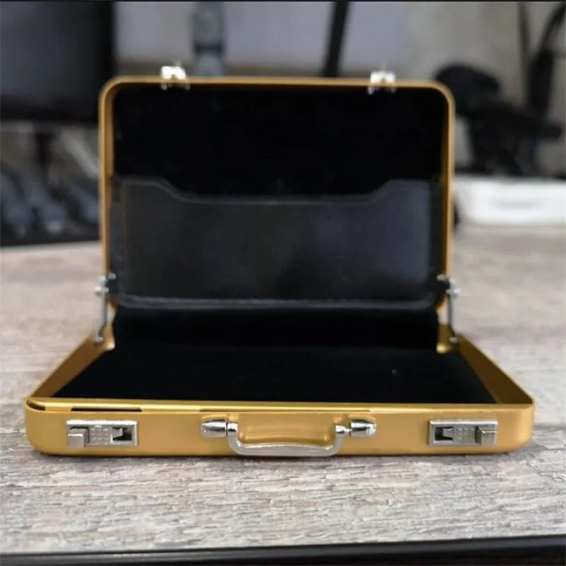 Aluminum Storage Box — Mini Business Card & Credit Card Holder, Rectangle Jewelry Case Organizer