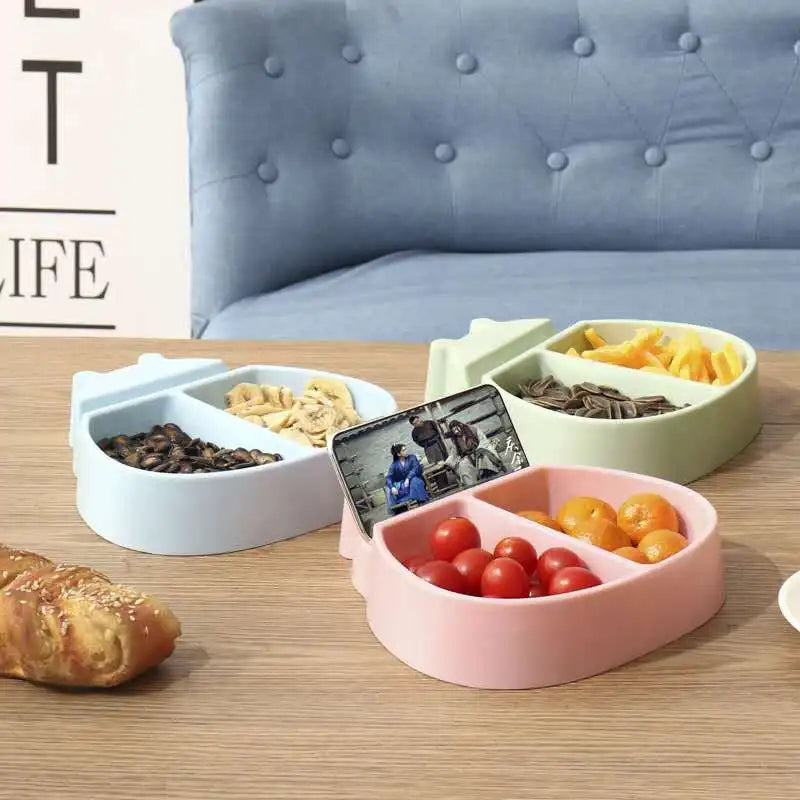 Creative Shape Lazy Snack Bowl - Plastic Double Layers Snack Storage Box, Lazy Fruit Plate, Multi-Purpose Food Bowl