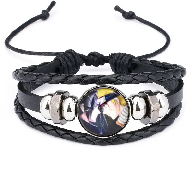 Anime Sharingan Eye Leather Bracelet – Vintage Goth Fashion Bangle for Men Fans Jewelry Gift