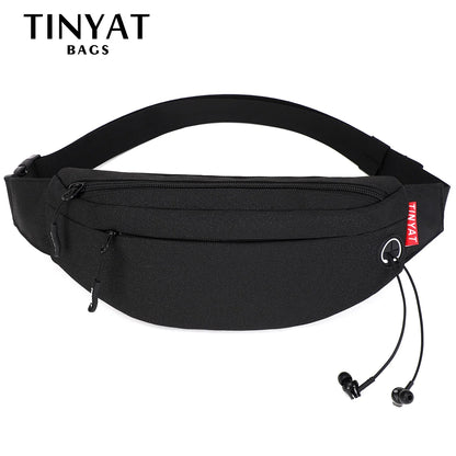 TINYAT Men Waist Bag: Casual Large Phone Belt Pouch - Canvas Travel Phone Bag for Women, Fanny Pack with 4 Pockets
