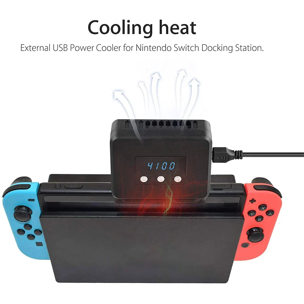 External Cooling Fan for Nintendo Switch – Turbo Pump Radiator Base with LED Display for Switch Docking Station