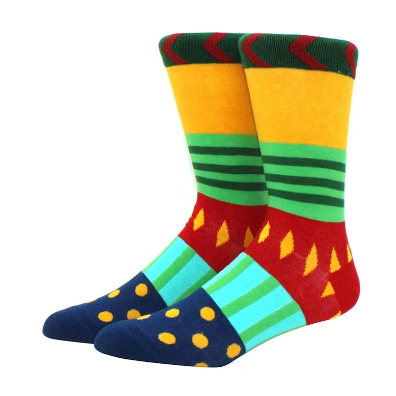Funny Cartoon Fashion Cotton Socks – Hip Hop Skateboard Style Socks for Men & Women, Beer, Pizza, Astronaut & Pineapple Print Casual Wear Socks