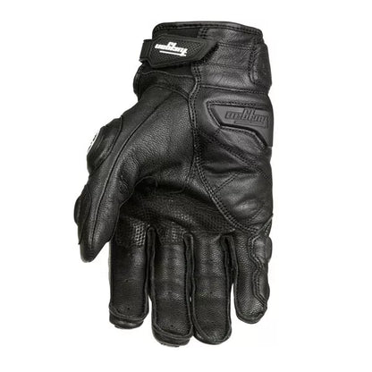 Men's Genuine Leather Motorcycle Gloves: Black Racing Style for Summer and Winter Road Riding - White Team Glove