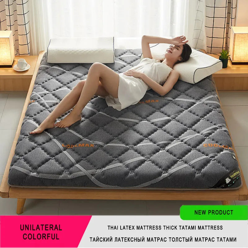 6/10cm Thai Natural Latex Floor Mattress – Foldable Tatami Mat with 95D Filling & Cotton Cover, Slow Rebound Comfort