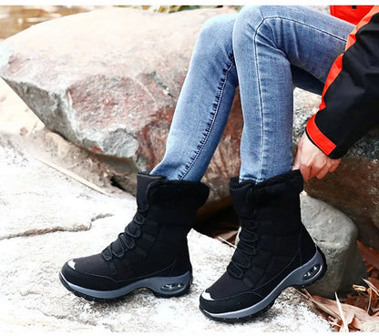 Women’s Waterproof Winter Snow Boots – Warm Plush Fur, Non-Slip Outdoor Platform Ankle Boots