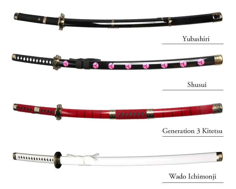 3-Piece Roronoa Zoro Katana Set – 104cm Handmade Anime Cosplay Swords (Shusui, Enma, Kitetsu) with Free Holder & Belt
