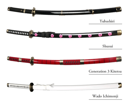 3-Piece Roronoa Zoro Katana Set – 104cm Handmade Anime Cosplay Swords (Shusui, Enma, Kitetsu) with Free Holder & Belt