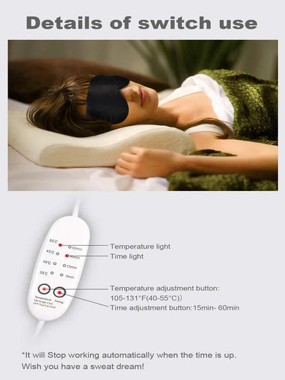 USB Heated Silk Eye Mask - Reusable Eye Massager for Sleeping, Puffiness, and Dark Circles - Eye Care with USB Heating