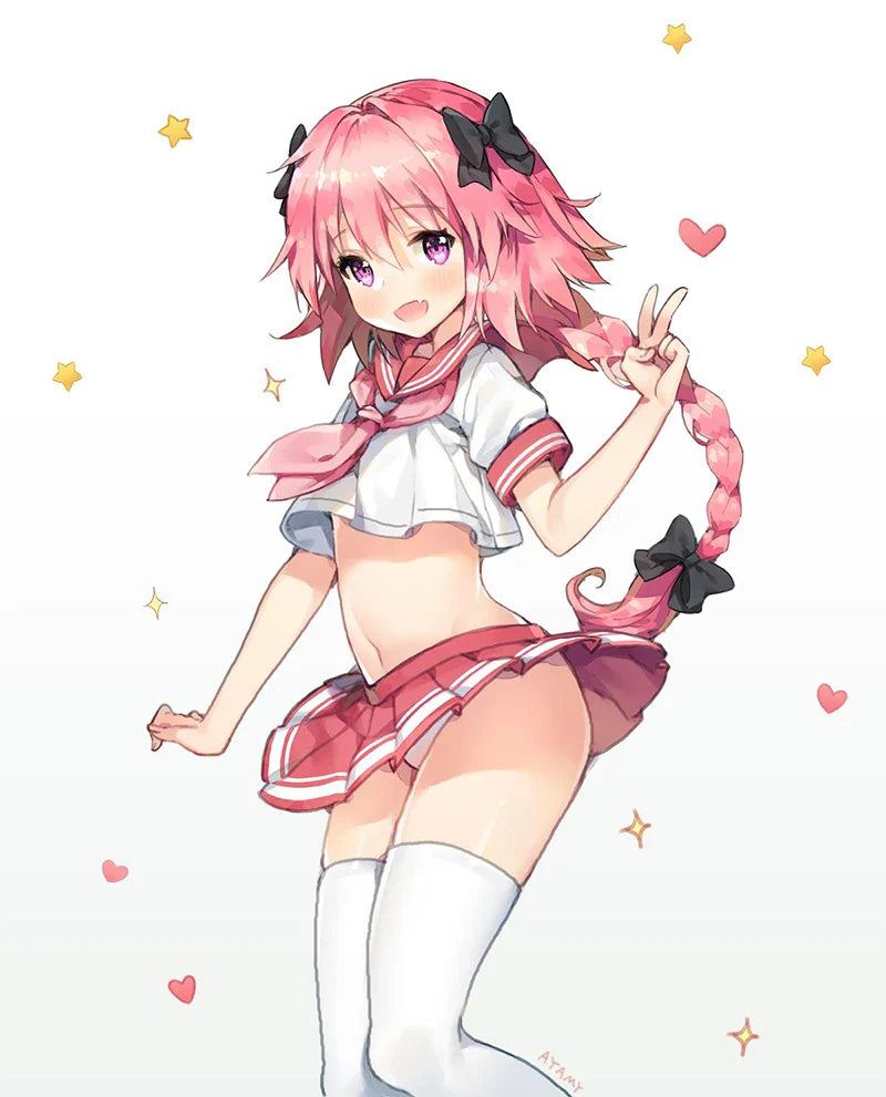 Fate Grand Order Astolfo Cosplay Costume – Fate Apocrypha Rider JK Uniform Sailor Suit Skirt for Women, Halloween
