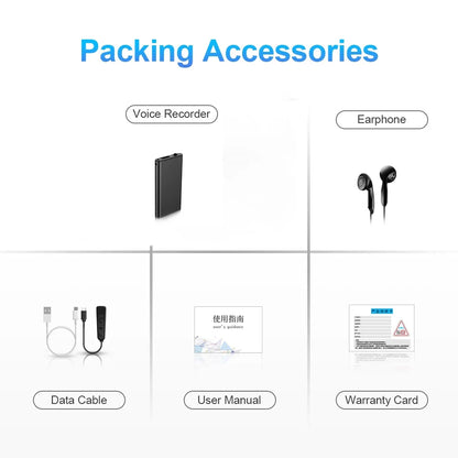 Ultra-Thin Mini Voice Recorder - 4-32GB Digital Sound Activated Dictaphone with Noise Reduction - 8GB MP3 Player Included