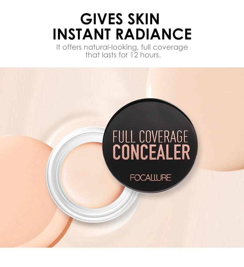 FOCALLURE Full Coverage Concealer Cream – Waterproof, Long-Lasting, Oil-Control & Lightweight Moisturizing Foundation Makeup