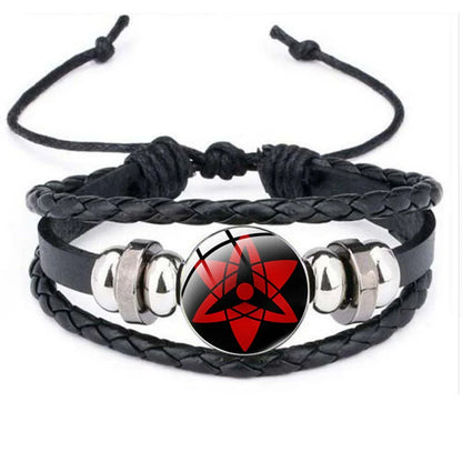 Anime Sharingan Eye Leather Bracelet – Vintage Goth Fashion Bangle for Men Fans Jewelry Gift