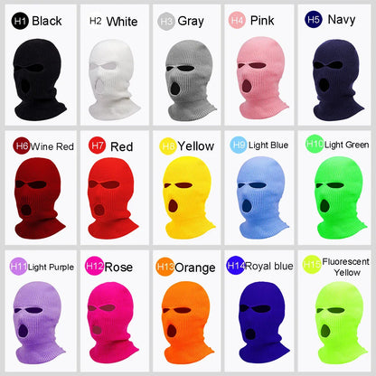 Motorcycle Windproof Full Face Knit Hat - Custom Ski Mask for Men, Warm Wool Balaclava with 3 Holes, Embroidered Winter Ski Mask