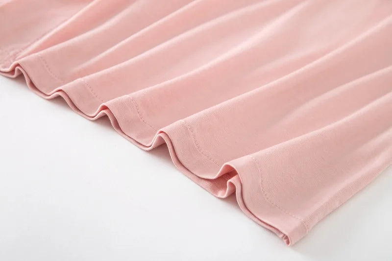 Women’s Modal Short-Sleeve Night Dress – Mid-Length Cotton Sleep Top with Buttons, Plus Size Pajamas