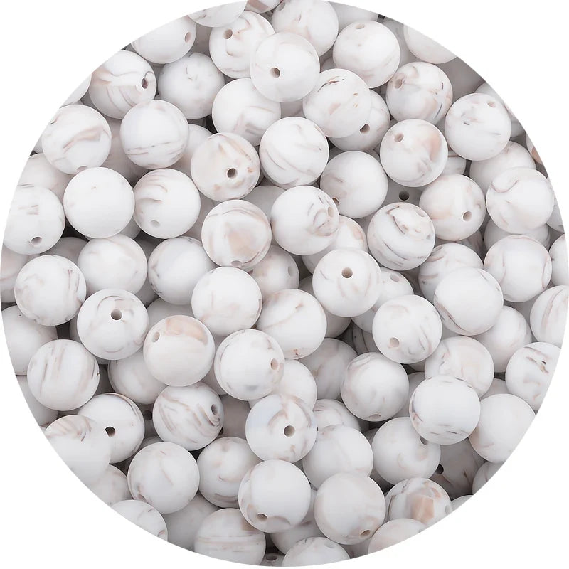 LOFCA Silicone Teething Beads - 20pcs 15mm Round Baby Chew Beads for DIY Teether Toys Infant Accessories