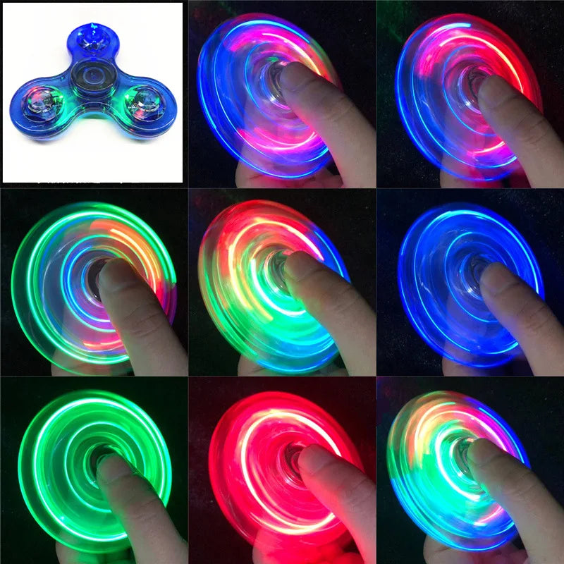 Crystal LED Fidget Spinner — Glow-in-the-Dark Hand Spinner Toy — EDC Kinetic Stress Relief for Kids