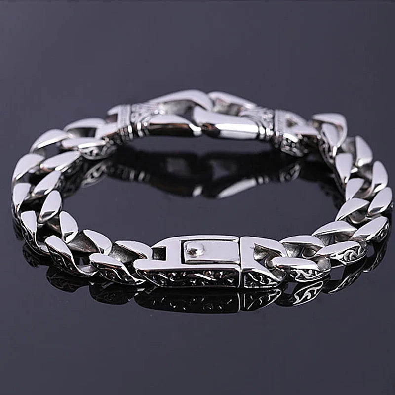 Ethnic Wind Dragon Bracelet – Vintage Silver Plated Cuff Bangle, Motorcycle Riding Charm Jewelry Gift for Men