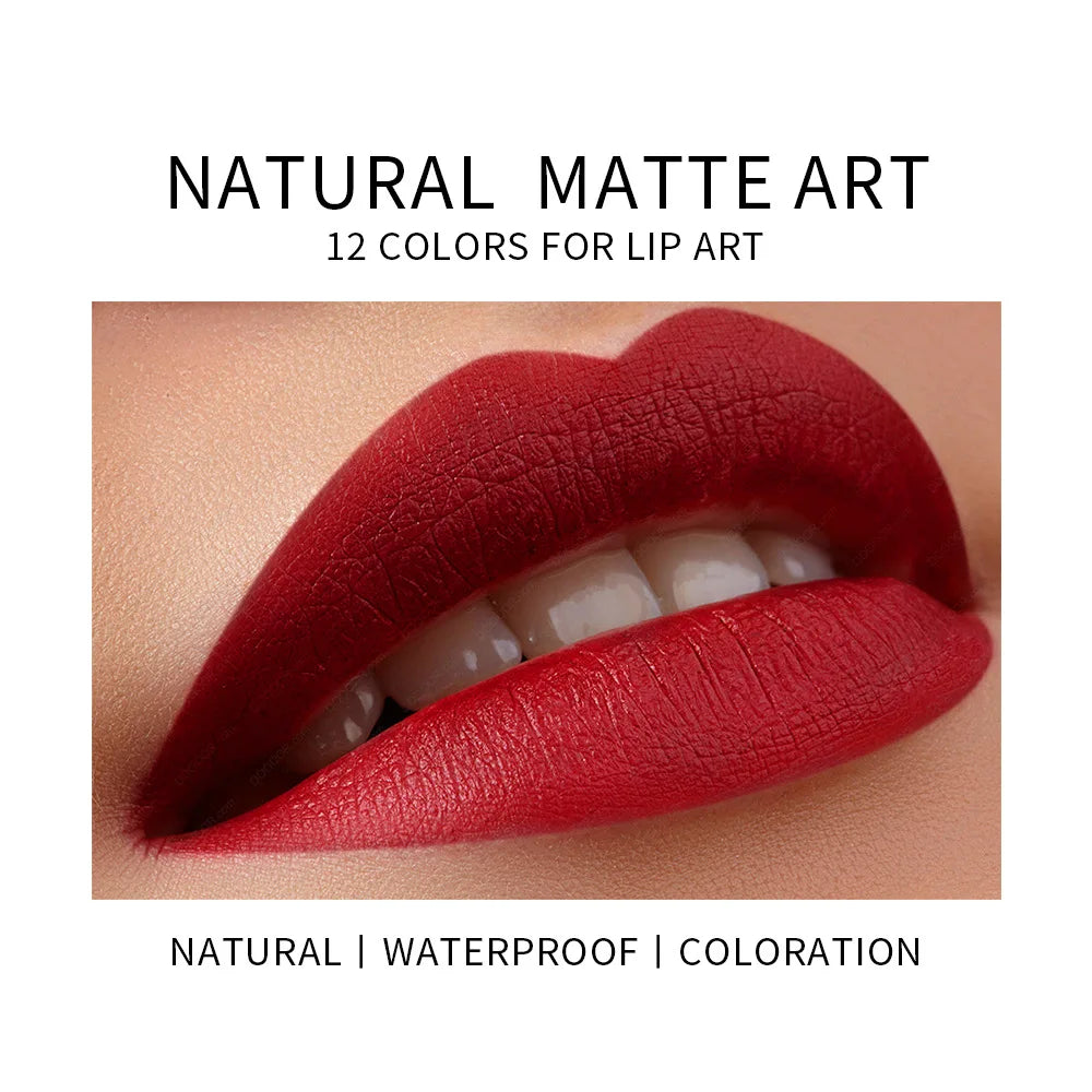 12-Color Natural Matte Lipstick Pencil – Silk Lip Glaze Waterproof, Long-Lasting Sexy Lip Tint Makeup