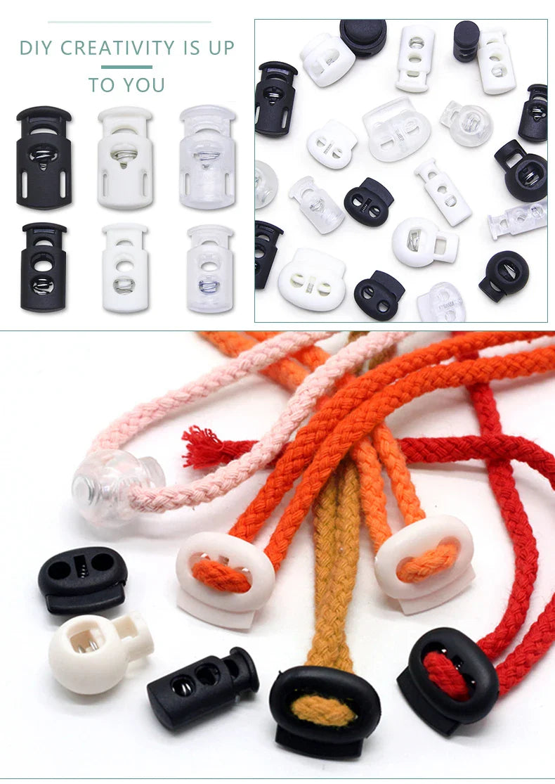 10pcs Plastic Cord Lock Stopper – Black Frost Toggle Clips for Shoelaces, Sportswear & DIY Bag Accessories