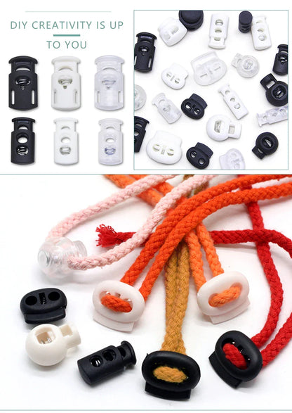 10pcs Plastic Cord Lock Stopper – Black Frost Toggle Clips for Shoelaces, Sportswear & DIY Bag Accessories