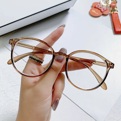 Anti Blue Light Round Computer Glasses for Women & Men, PC Eyewear Frame Optical Spectacles for Eye Strain Protection & Screen Blocking