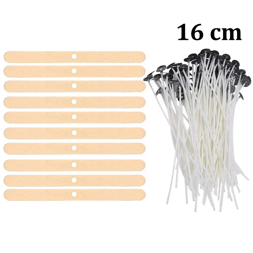 Smokeless Candle Wicks – Pre-Waxed Cotton Core with Metal Sustainer Tabs, 2.6-20cm for DIY Handmade Candle Making