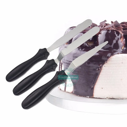 Small 3-Piece Cranked (Angled) Spatula Palette Knife Set — Icing, Fondant & Cake Decorating Tools