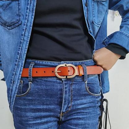 VATLTY Women's Leather Belt – Authentic Cowhide with Golden Alloy Buckle, Jeans & Trousers Belt (ZK105)