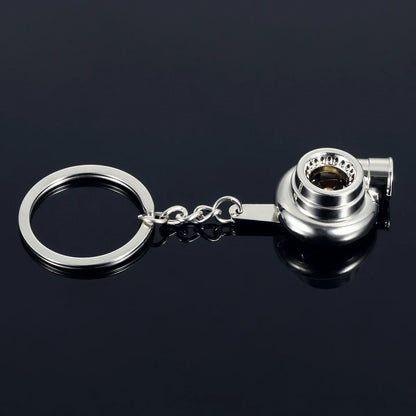 Mini Turbocharger Keychain - Spinning Turbine Keyring for Car Interior Accessories & Key Fob