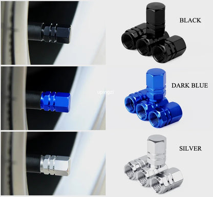 Aluminum Alloy Tire Valve Caps - Waterproof Car Wheel Rim Stem Covers for Automobiles, Motorcycles, Trucks, and Bikes - Air Dust Protection