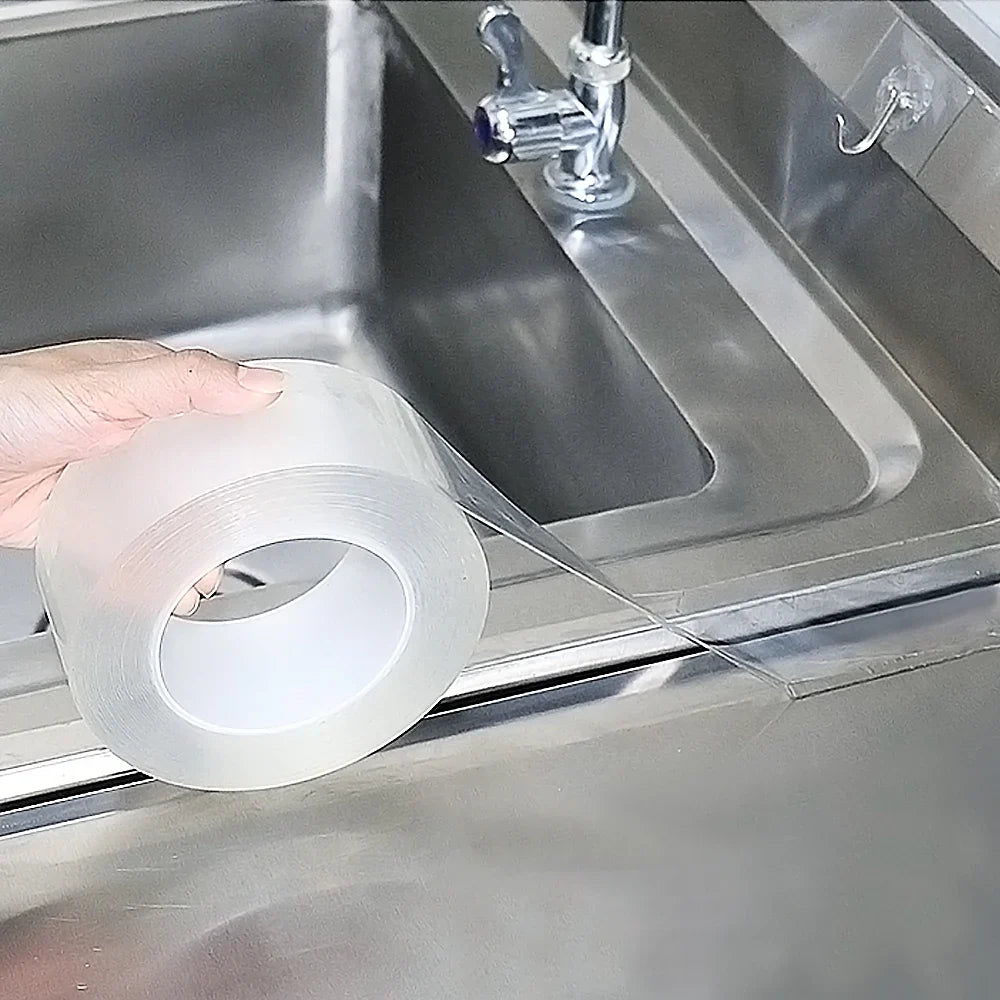 Home Kitchen Sink Gap Seal Tape – Strong Self-Adhesive Waterproof Transparent Tape for Bathroom & Water Seal Tool