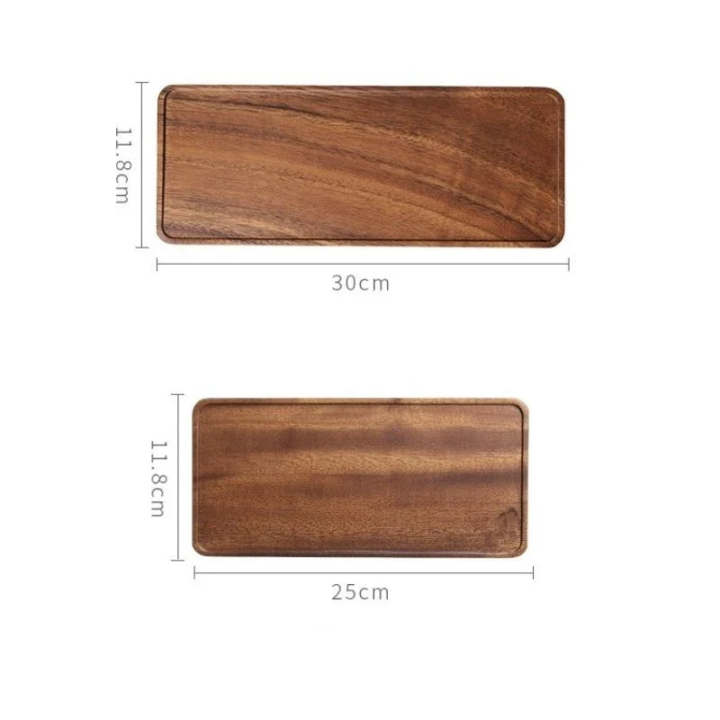Natural Wooden Rectangular Tray — Fruit & Snack Serving Plate for Home, Hotel, Food Storage, and Decor