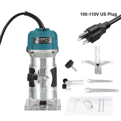 800W 30000RPM Electric Wood Router – 1/4 Inch Woodworking Trimmer & Carving Milling Tool