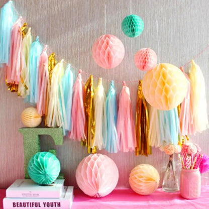 20-Piece Multicolor Tissue Paper Tassel Garland Set - DIY Crafts for Baby Showers, Birthdays, Weddings, and Parties