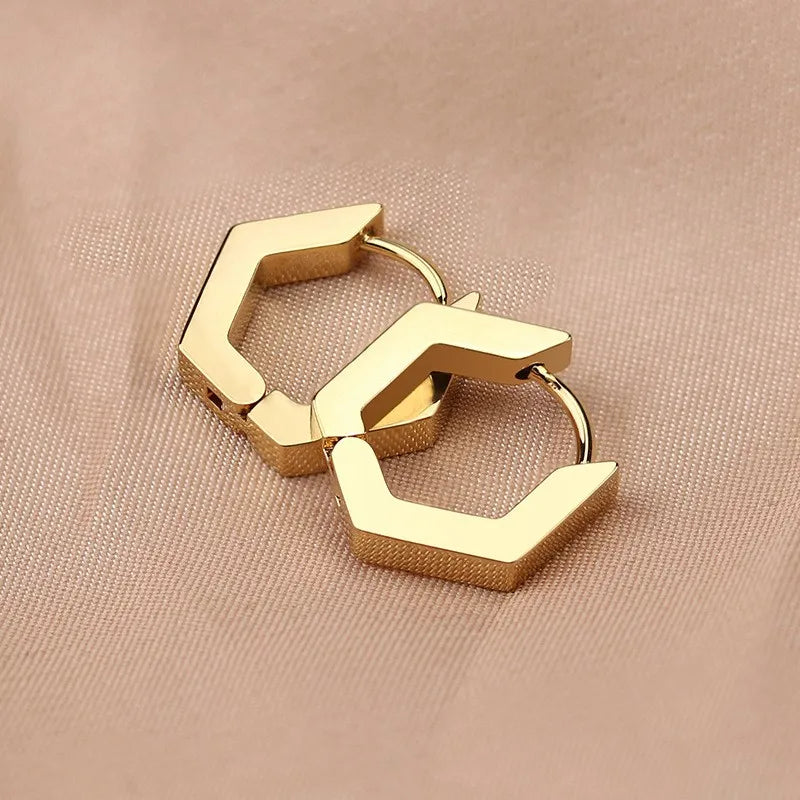 MEYRROYU Stainless Steel Mini Hoop Earrings – 3 Color Geometric Jewelry for Women & Men