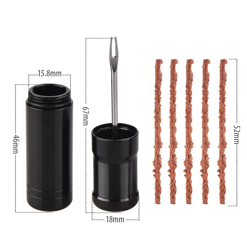Bike Tubeless Tire Repair Kit — Slug Plug Stopper with Rubber Strips & Insertion Tool for MTB & Road Bikes