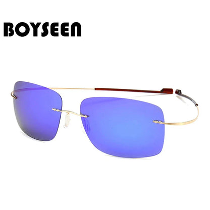2025 New Cool 100% Pure Titanium Rimless Sunglasses – Polarized Grey Lenses, Super Thin, UV400 Protection, Oculos De Sol