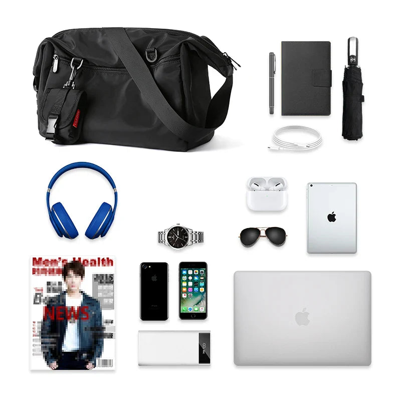 MOYYI INS Korean Style Waterproof Nylon Messenger Bag – Large Unisex Travel & Laptop Crossbody Shoulder Bag