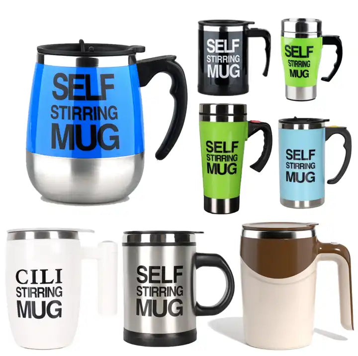 NEW!!! Stainless Steel Self-Stirring Coffee Cup with Custom Logo - Battery or Rechargeable