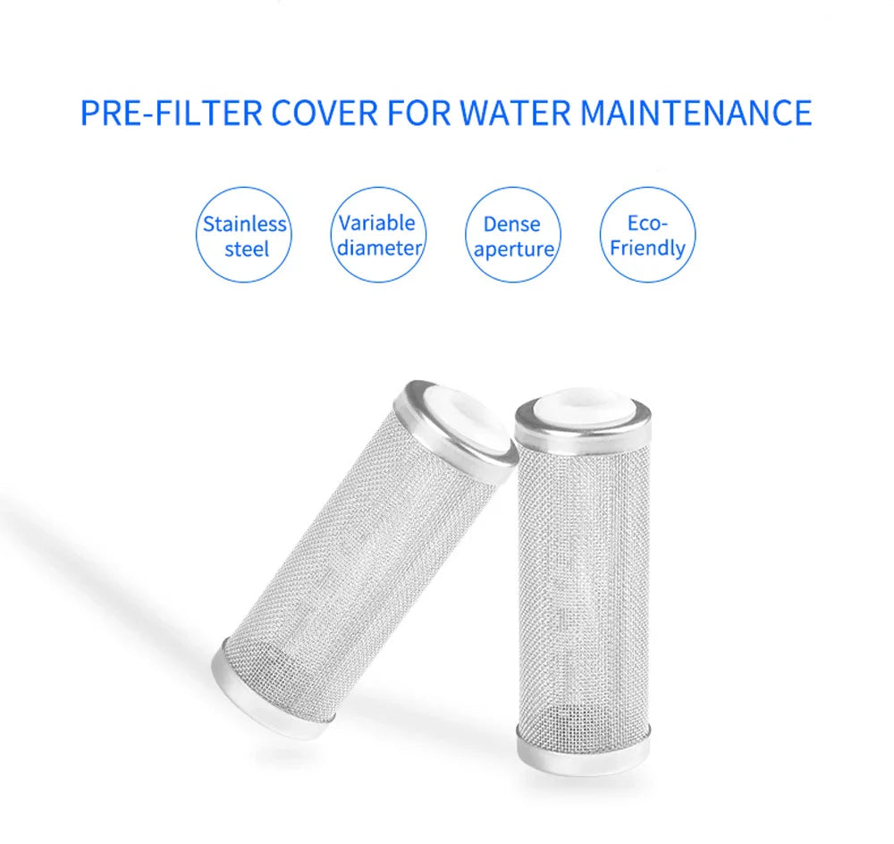12/16mm Aquarium Inflow Inlet Filter – Stainless Steel Mesh Net Guard, Fish Tank Intake Strainer & Prefilter Cover