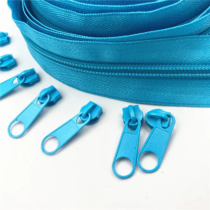 5 Meters (5.4 Yards) #5 Nylon Coil Zipper - 20 Colors, Includes 10 Zipper Sliders for DIY Sewing and Clothing Accessories