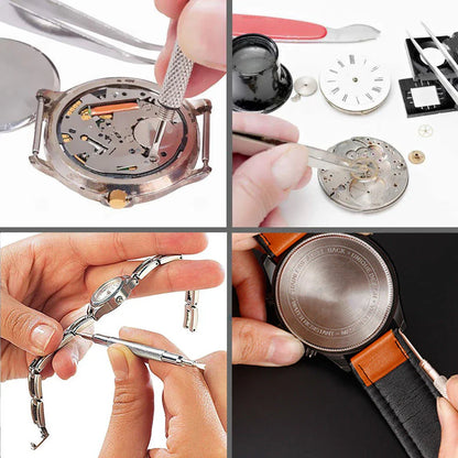 212PCS Watch Repair Tool Kit – Professional Clock & Watchmaker Opening Set with Screwdriver, Hammer, Pry Knife & Band Link Tools