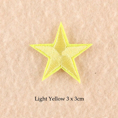 Stars Embroidered Iron-On Patches – Gold, Silver & Colorful Appliqué Stickers for Clothing, Jackets, Bags & DIY Craft Decoration