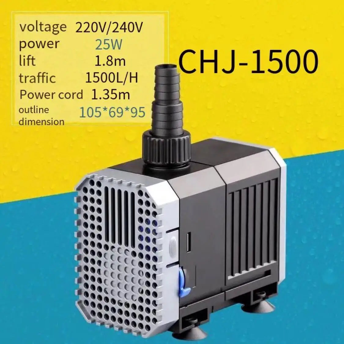 Ultra-Quiet Submersible Aquarium Water Pump - Adjustable 1500-5000L/h for Fish Tanks, Fountains & Ponds