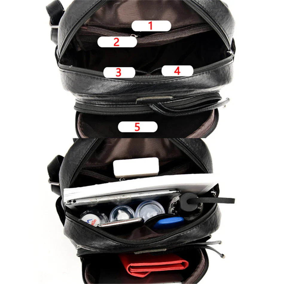 Women's Backpack 2022 - High-Quality Soft Leather, Large Capacity, Leisure Travel & School Bag for Teenage Girls - Black Mochila