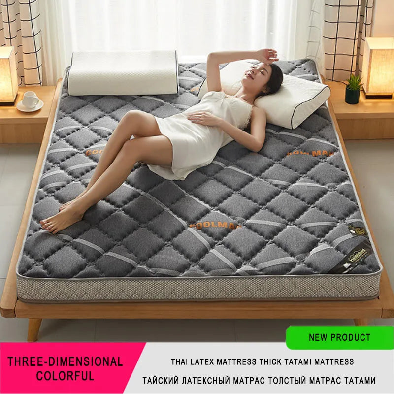 6/10cm Thai Natural Latex Floor Mattress – Foldable Tatami Mat with 95D Filling & Cotton Cover, Slow Rebound Comfort
