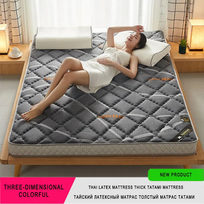 6/10cm Thai Natural Latex Floor Mattress – Foldable Tatami Mat with 95D Filling & Cotton Cover, Slow Rebound Comfort