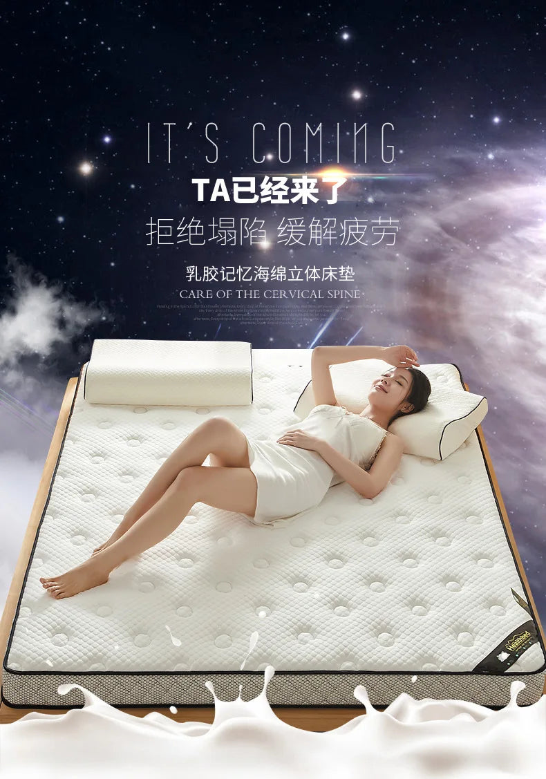 6/10cm Thai Natural Latex Floor Mattress – Foldable Tatami Mat with 95D Filling & Cotton Cover, Slow Rebound Comfort